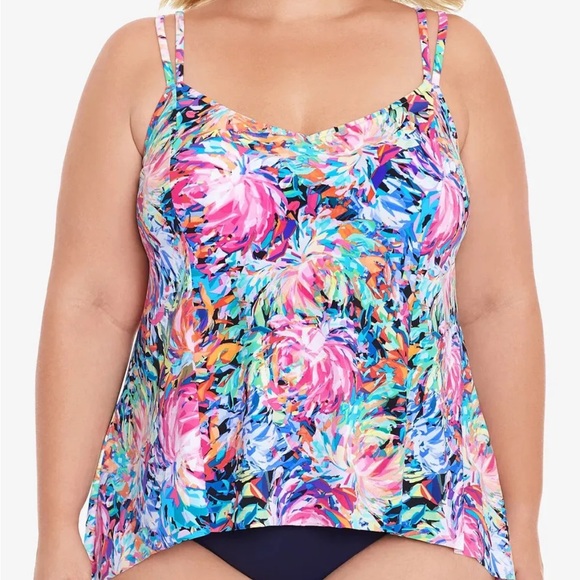 Swim Solutions Other - Swim Solutions Plus Size Magnolia Tankini Swim Top MSRP $79